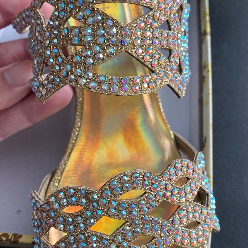 Jeweled slip on women’s heels